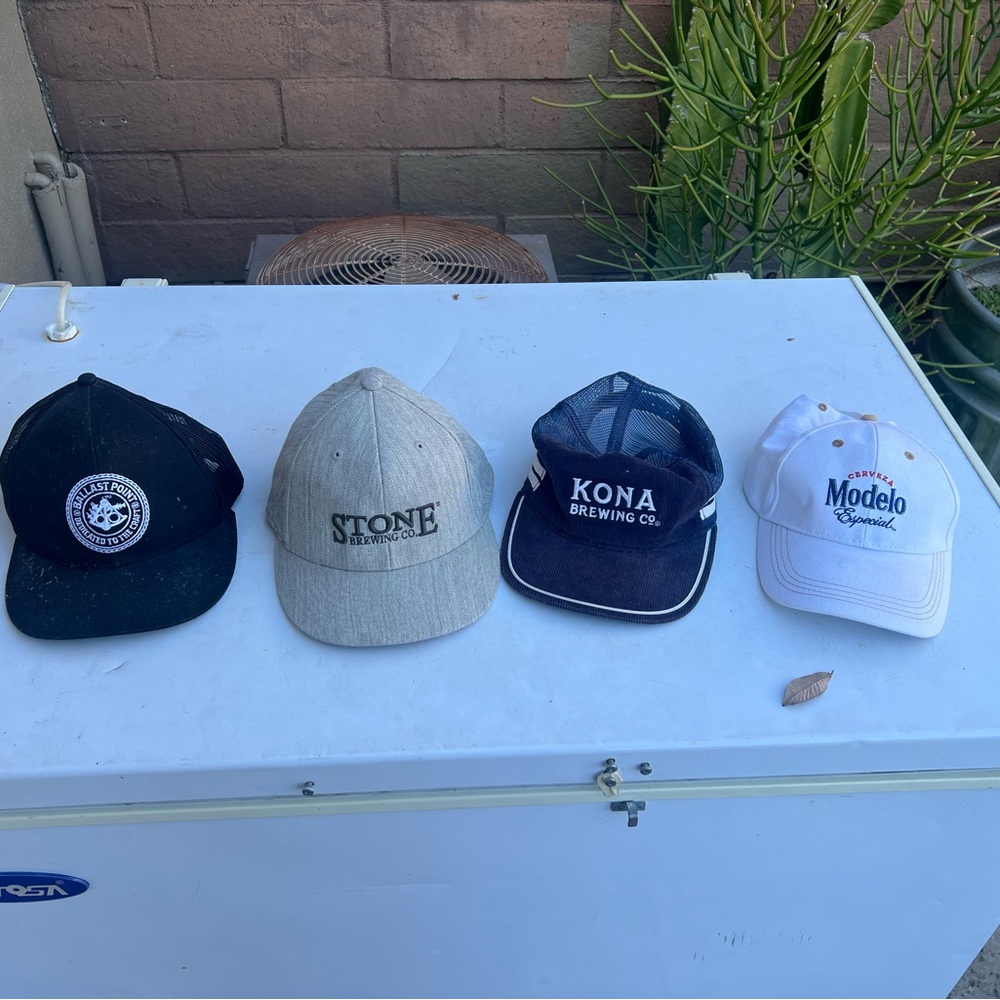 Beer hats. Stone, Kona, ballast point brewing brewery hats